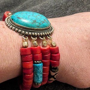 Vintage Native American Bracelet- Turquoise and Silver